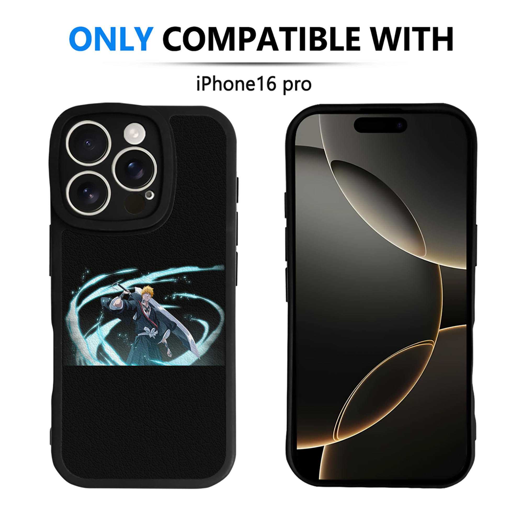 ブリーチ 黒崎一護（くろさき いちご）BLEACH Kurosaki Ichigo 【iPhone 16シリーズ対応】シリコンスマホケース（レザー調） 材質：シリコン